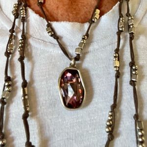 Incredible Uno de 50 Necklace Faceted Large Deep Pink Swarovski Crystal Necklace